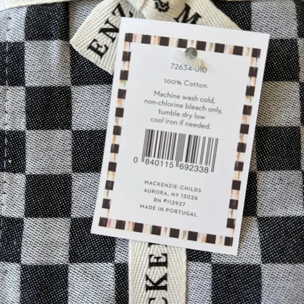 NEW Mackenzie Childs Black Check Cotton Dinner Napkins 18.5 x18.5 Set of 4